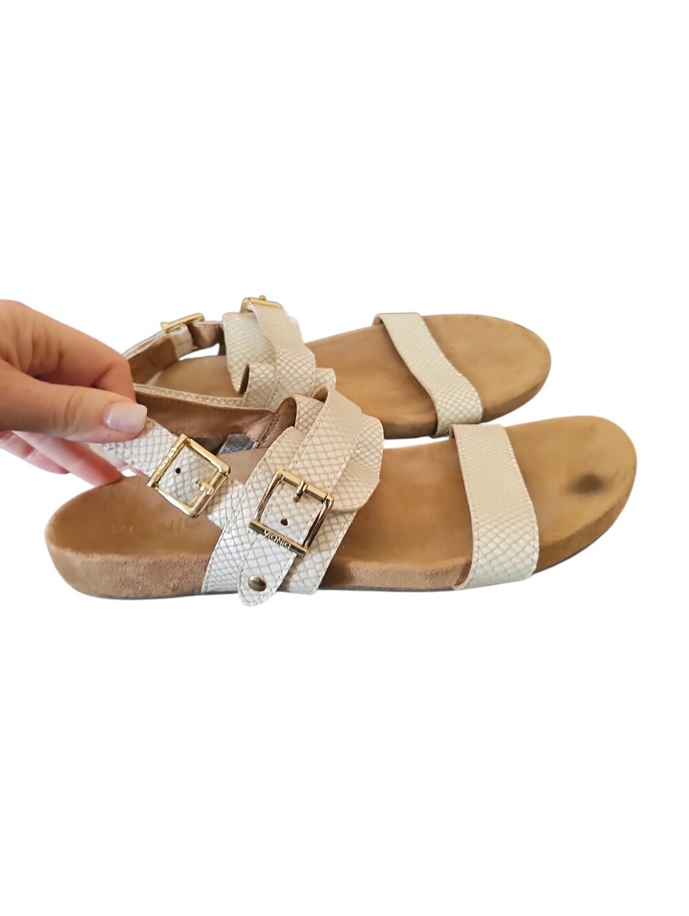 Vionic Women's Grace Samar Backstrap Sandal White Snake Sz 9.5 Sh196 View 3
